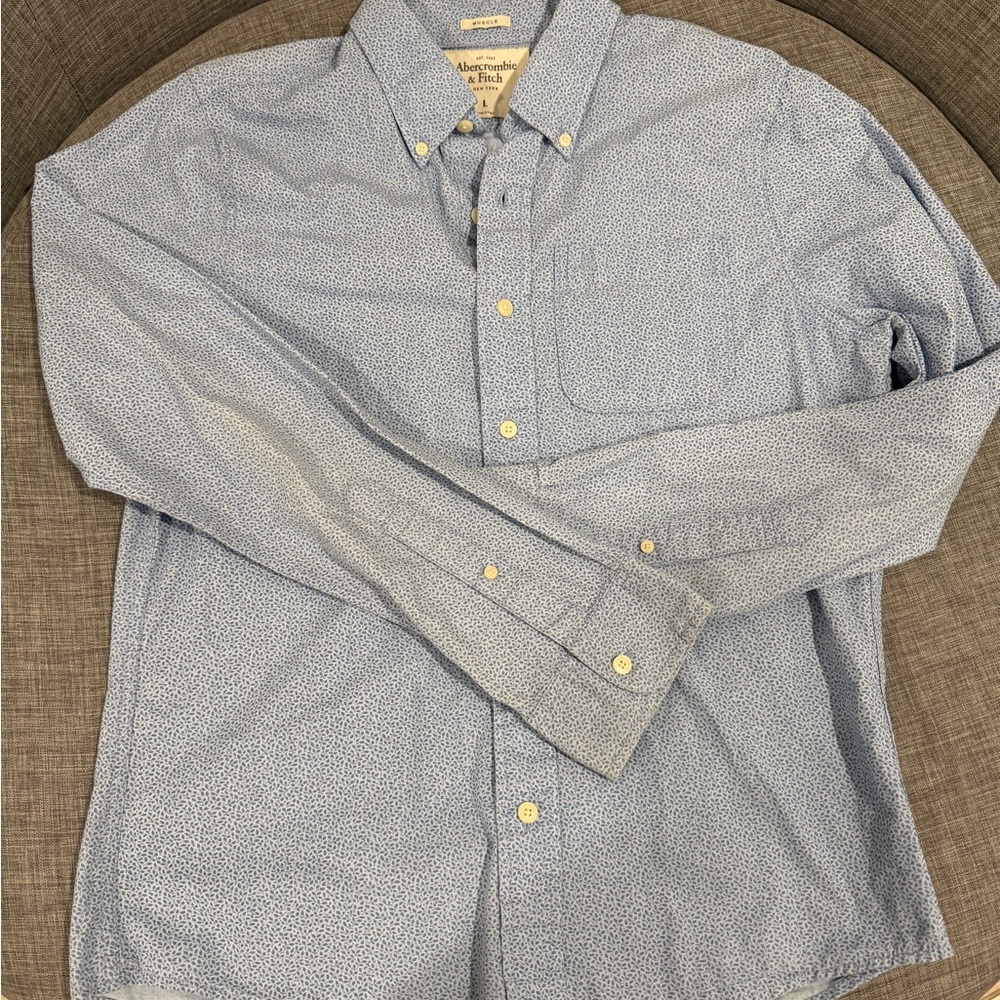 Abercrombie & Fitch Light Blue Patterned Shirt